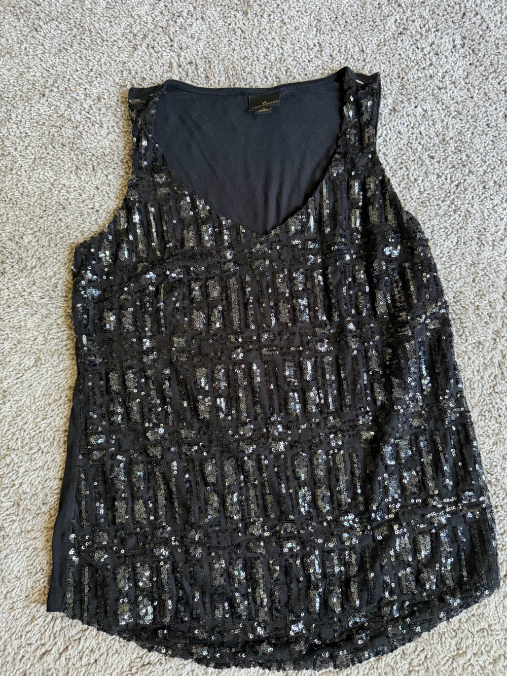 Worthington Black Crewneck Top sequined Y2K
